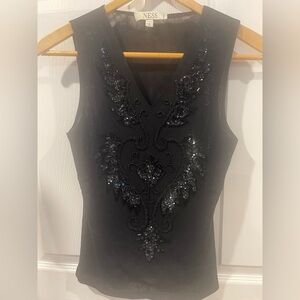 Ness black sequin mesh Top small sleeveless